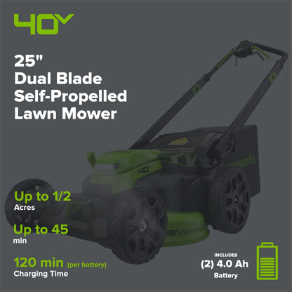 Greenworks MO40L515 Cordless Mower Kit 63.5cm 40V 4.0Ah