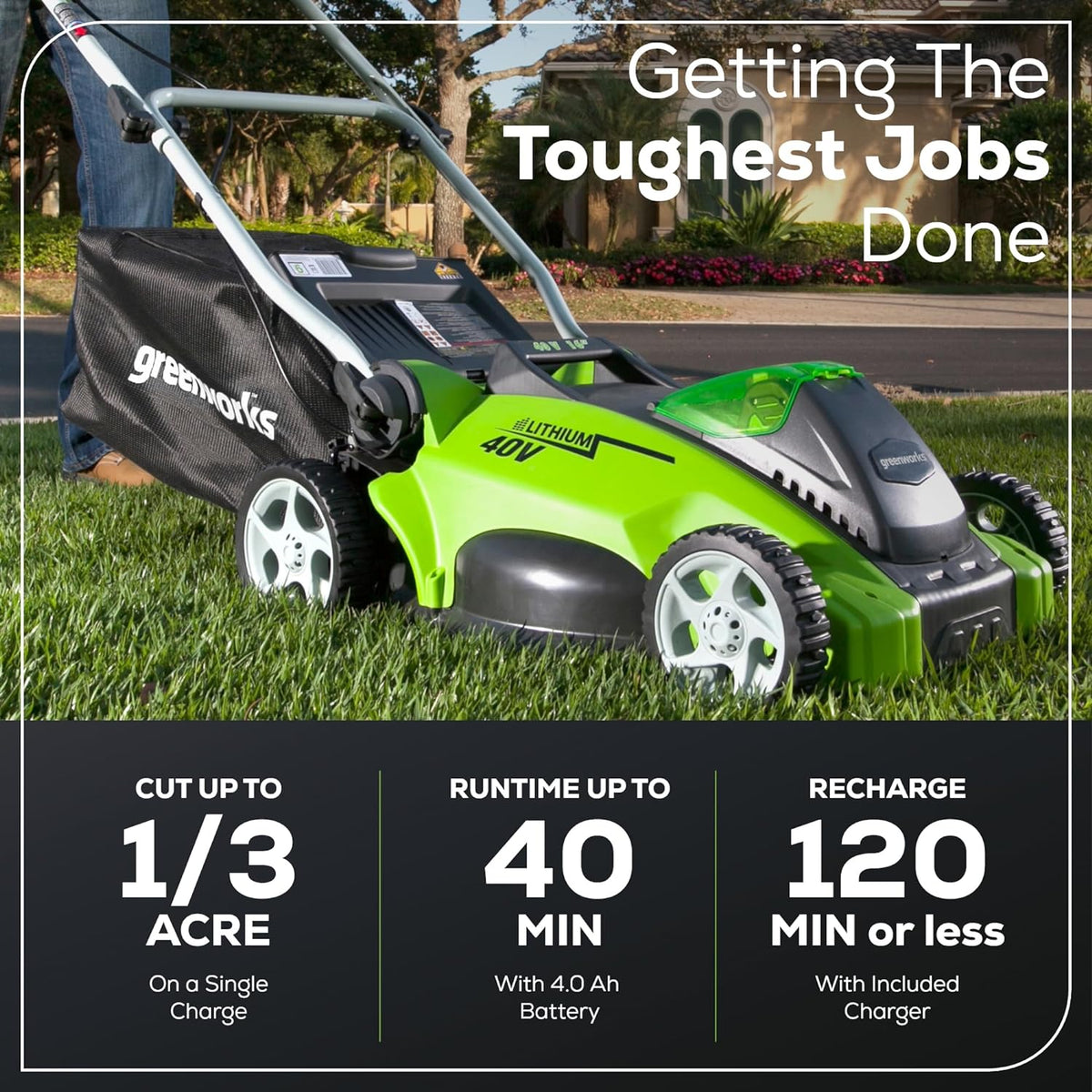 Greenworks LM1604 Cordless Mower Kit 40.6cm 40V